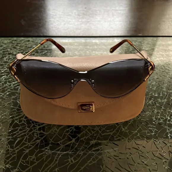 Chloé Bleux Ombré Almonde Eye Gold frame shades sunglasses tortoise arms - Picture 9 of 12